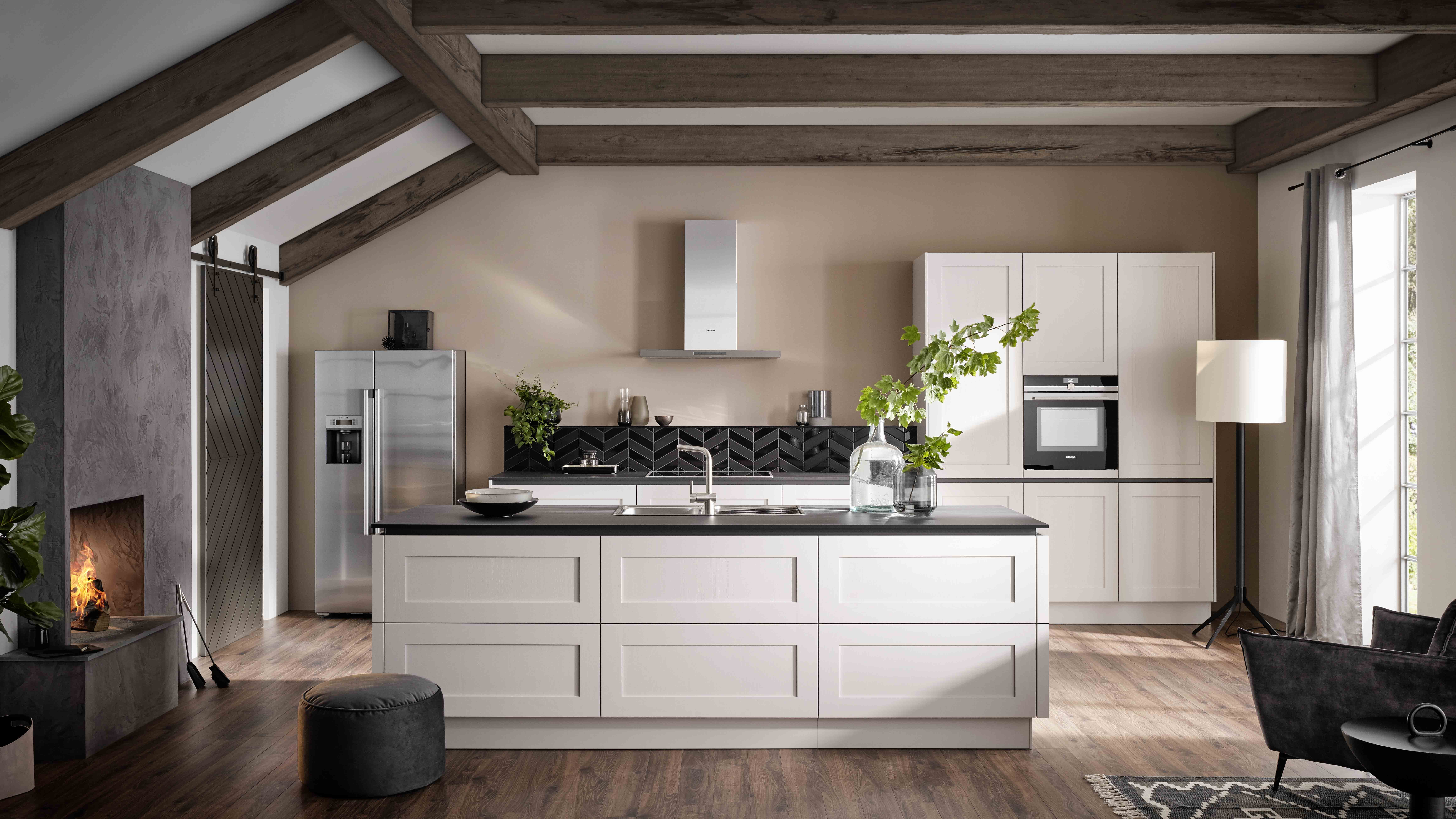 Satin White handleless Shaker